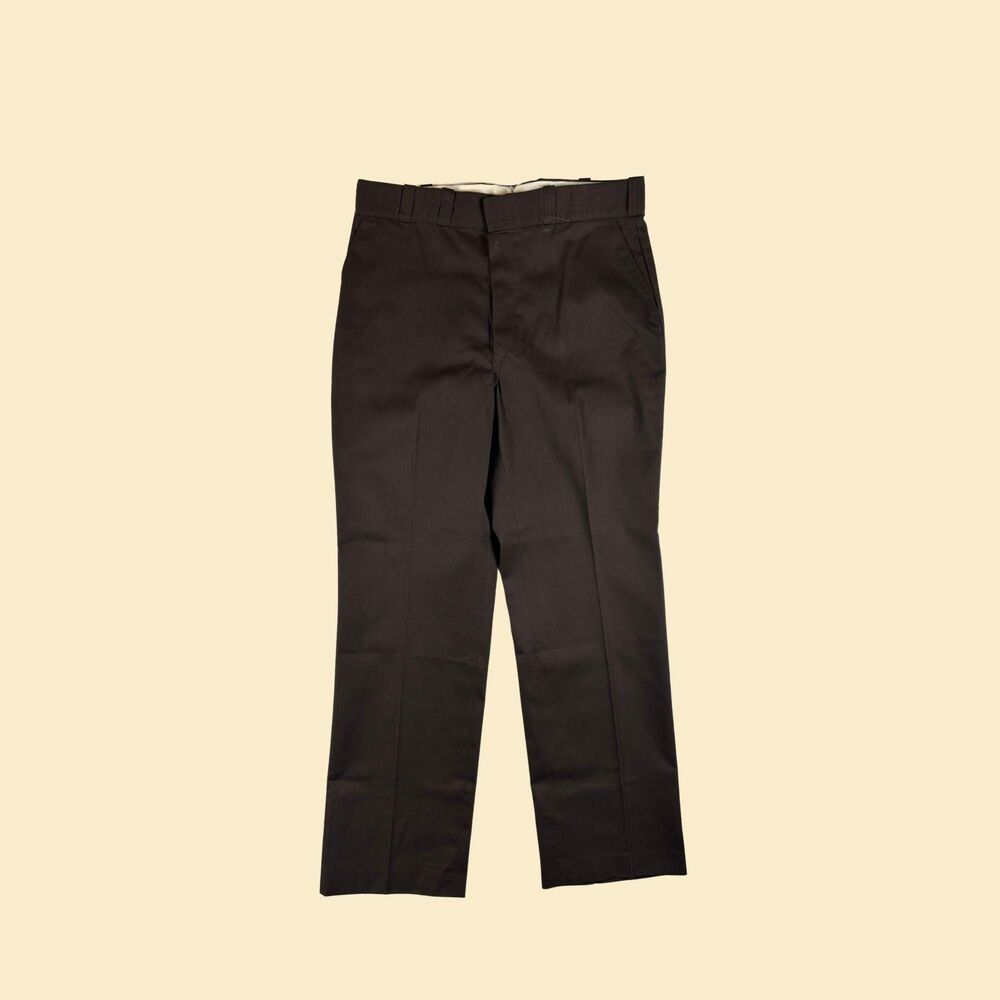Vintage 70s Unitog pants, size 38x32 brown straight leg poly/cotton slacks, NOS
